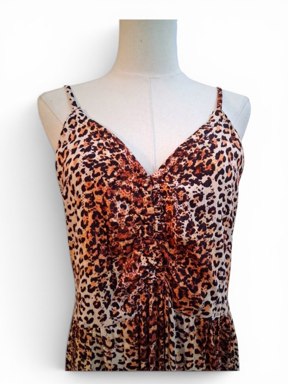 ANGIE Maxi Dress - Animal Print - Womens Large - brown orange cream - Picture 2 of 9